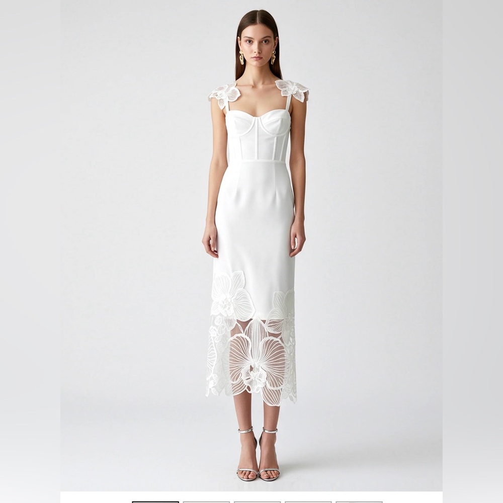 JW PEI Orchid Embroidered Corset Dress - White